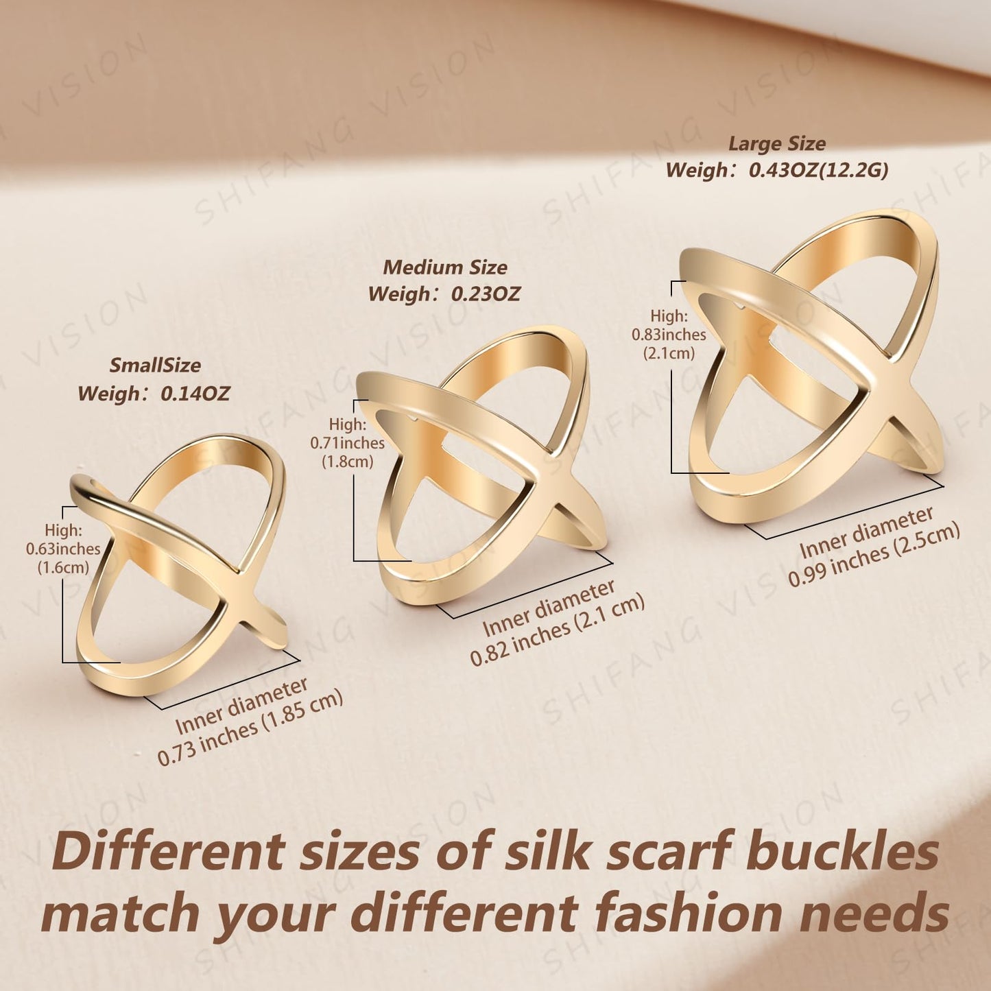 SYWDUDUCLT Large Size Scarf Ring，Scarf Clip for Women's Shawl, Silk Neckerchief, Tshirt, Coat Belt Buckle,Gold/Sivler,2Pcs
