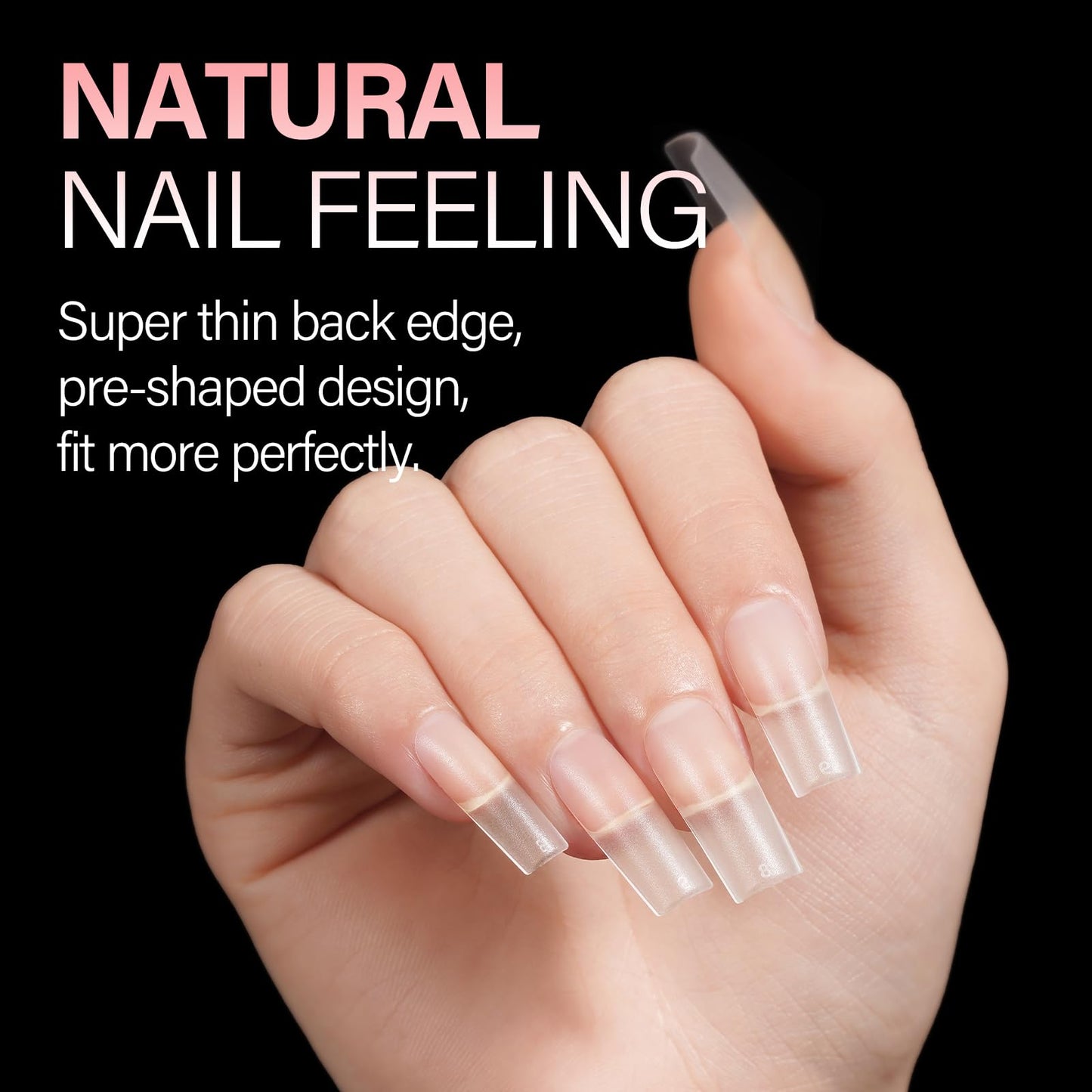 AILLSA Medium Square Nail Tips 450PCS Full Cover Nail Tips Matte Acrylic Upgraded No Need Files Press on Fake Nails Tips for Extension Home DIY Nail Salon 15 Sizes