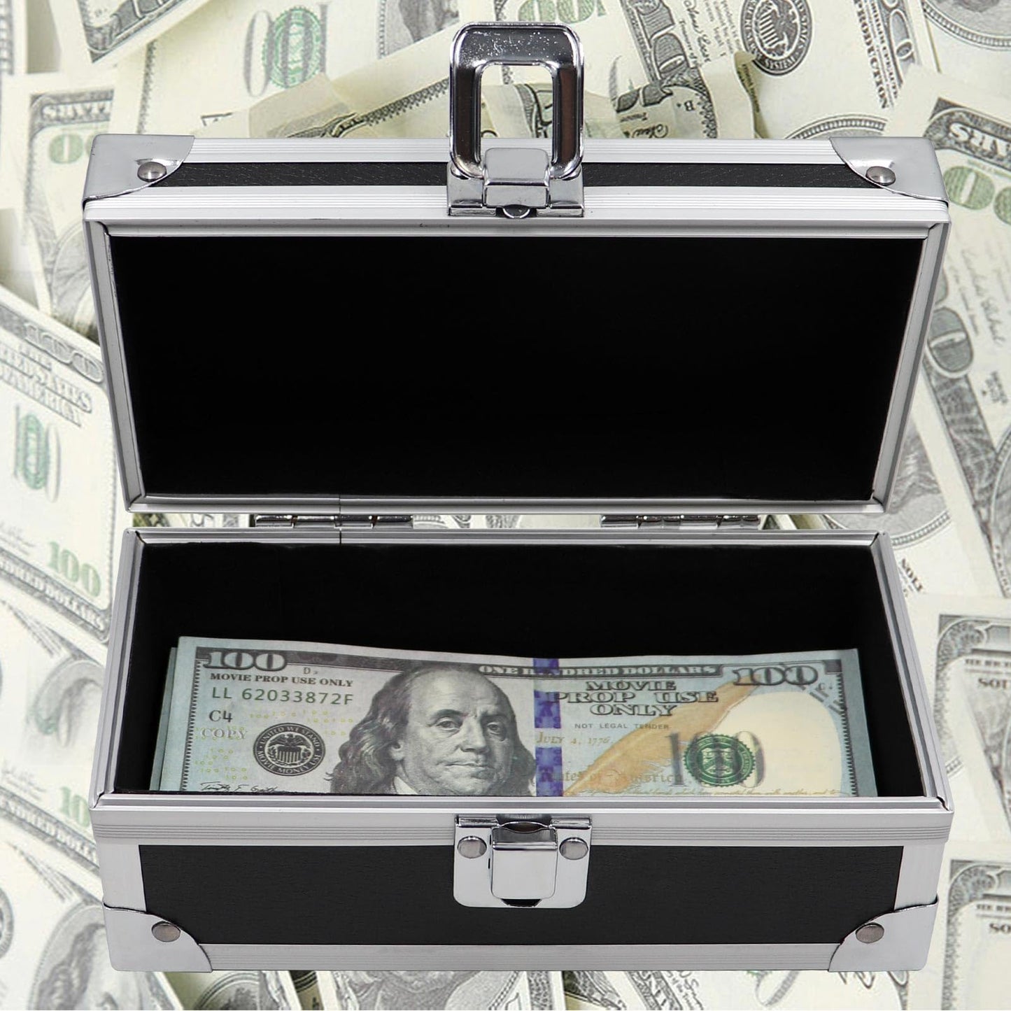 Lockable Cash Box, Aluminium Alloy Money Box for Cash, Money Holder, Cash Organizer, Single Row Currency Tray, Money Storage Box, Money Organizer for Cash