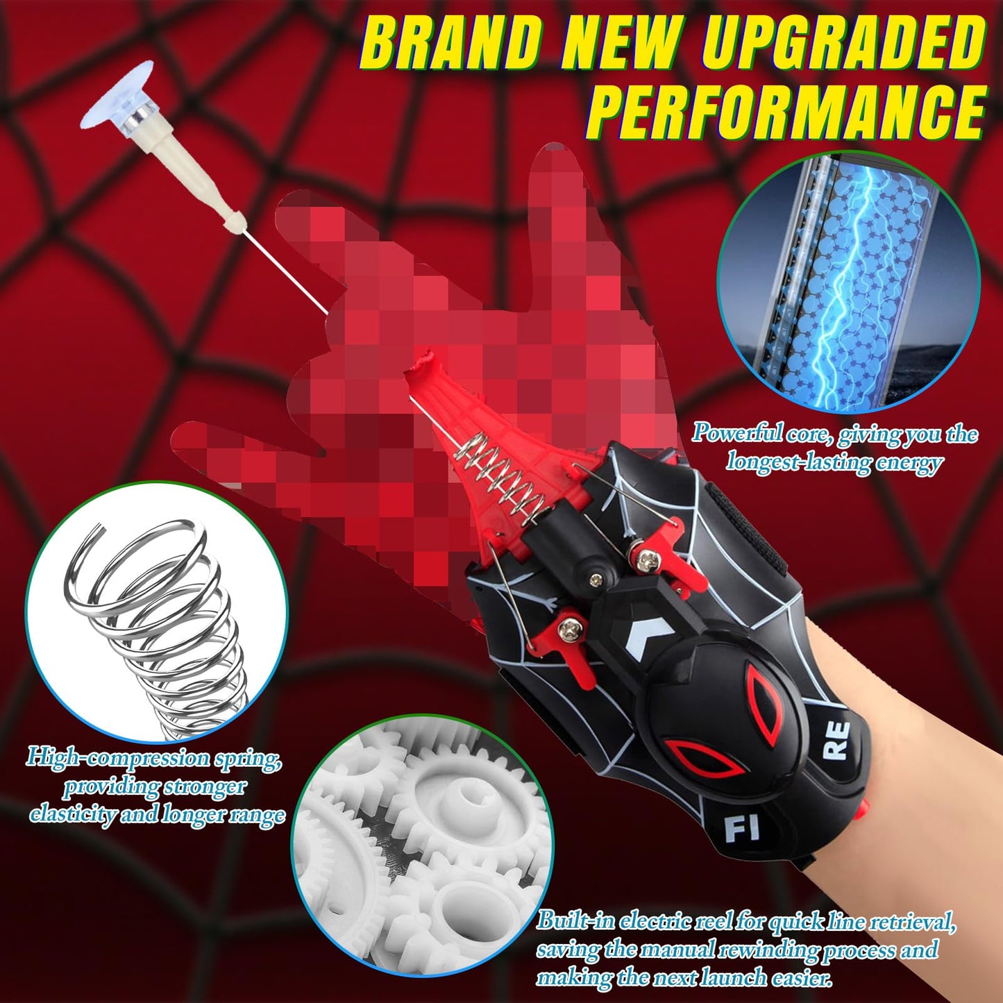 Spider Web Shooters,Web Shooter with Gloves, String Launcher Toy with Real Silk Reel-in Action, Web Launcher Spider String Shooter Toy, Web Shooter with Gloves