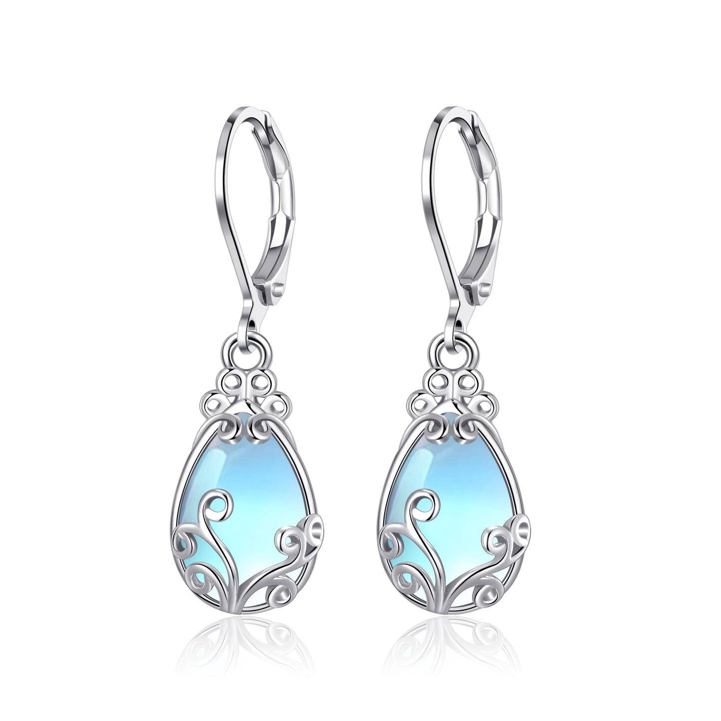 TALYKONG Moonstone Earrings for Women Teardrop Leverback Dangle Earrings for Women(moonstone teardrop)