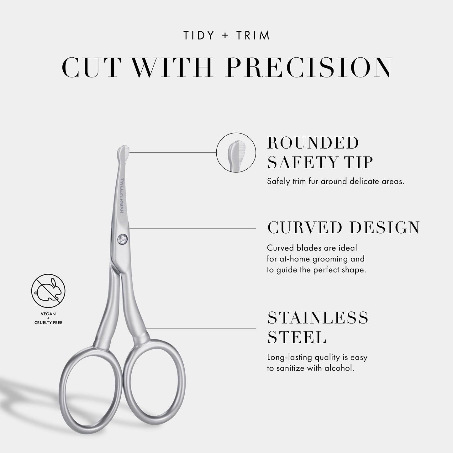 Tweezerman Pet Grooming Scissors, Stainless Steel Rounded Tip Trimming Shears for Dogs and Cats