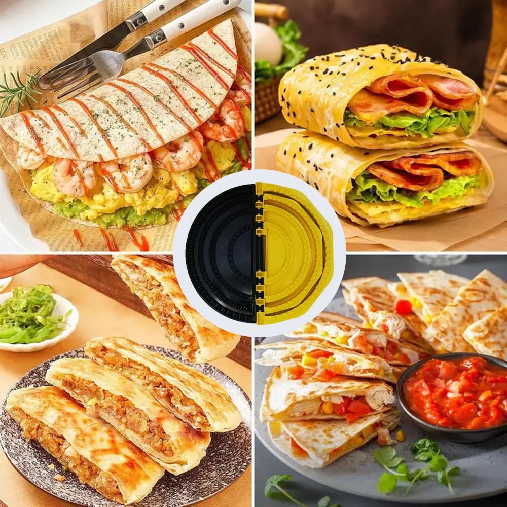 4-in-1 Tortilla Sealer Crimper & Press，Quesadilla Maker for 4in"+6in"+8in"+9.7in" Wraps,Make Tortillas, Dumplings & More with Easy-Clean Food-Grade Tool