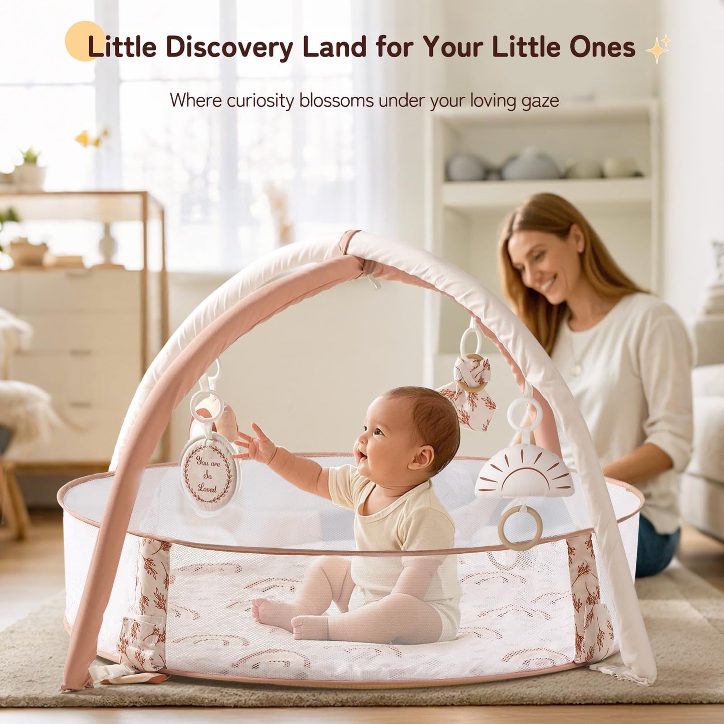 Mallify 6-in-1 XL Large Baby Gym & Ball Pit, Play Mat & Play Gym, Combination Baby Activity Gym with Milestone Cards for Sensory Exploration and Motor Skill Development, Balls are not Included