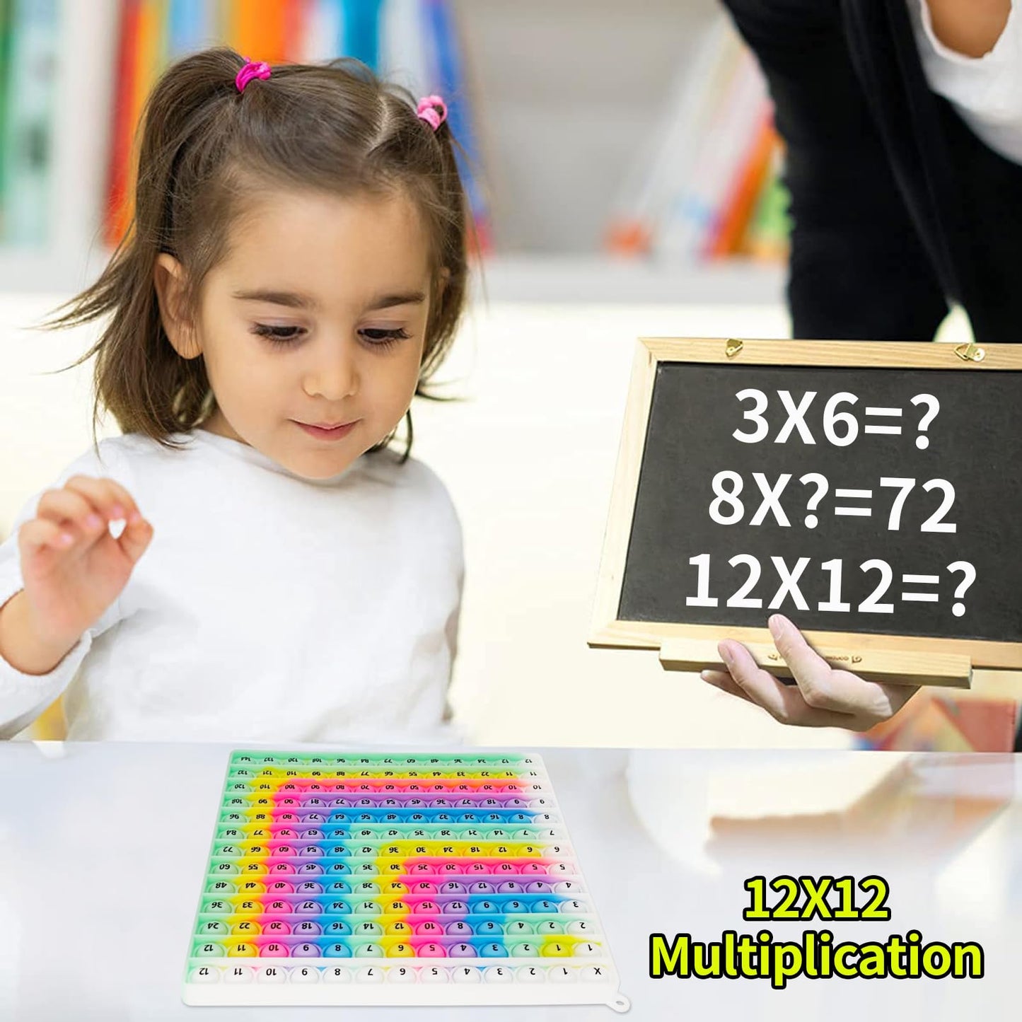 YGC LAOMI 12x12 Multiplication Chart Press Bubble Sensory Toy, Math Fidget Chart for Kids, Times Tables Learning Game, Stress Relief Classroom Homeschool Manipulatives