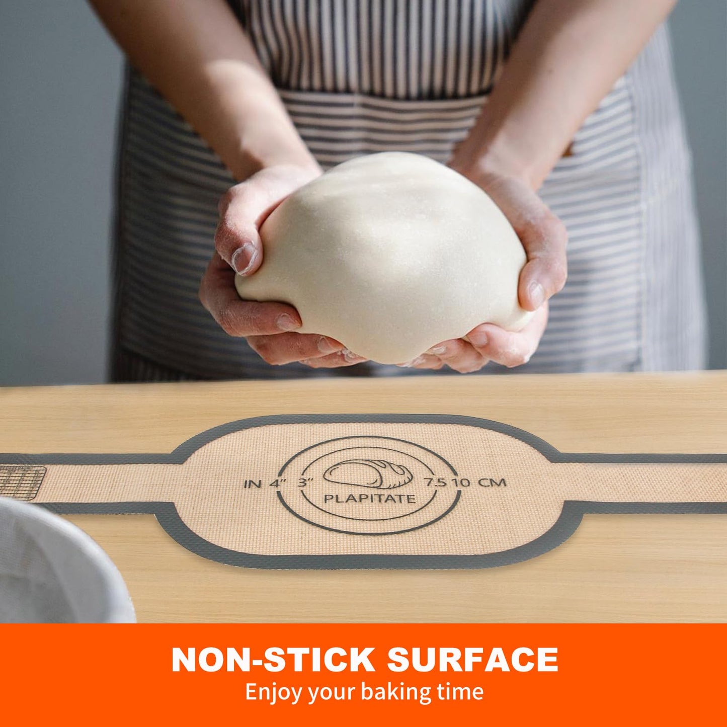 PLAPITATE Silicone Bread Sling Dutch Oven Liner, Non-Stick & Easy Clean Reusable Oval Silicone Baking Mat with Long Handles, Easy to Transfer Sourdough - 2 Gray Set