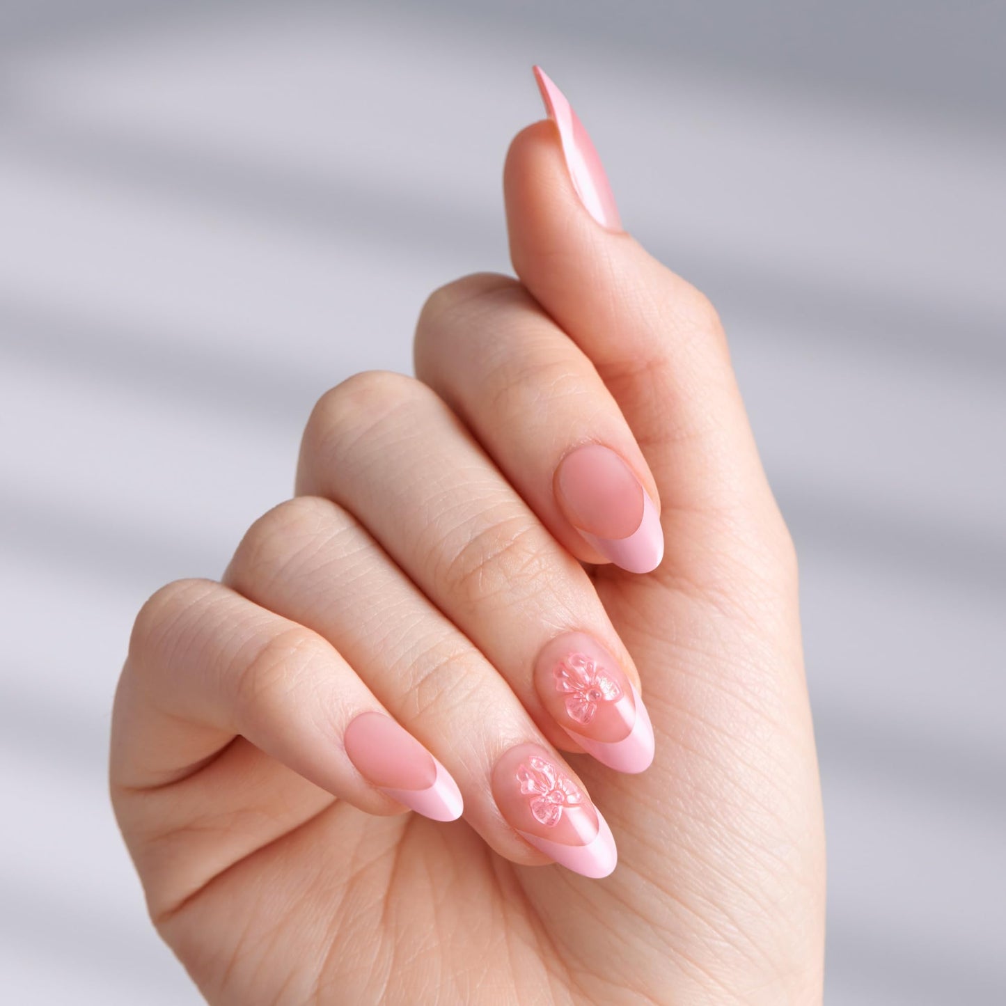 Kiss Impress No Glue Mani Press On Nails, Design, 'Glow Muse', Pink, Medium Size, Almond Shape, Includes 30 Nails, Prep Pad, Instructions Sheet, 1 Manicure Stick, 1 Mini File