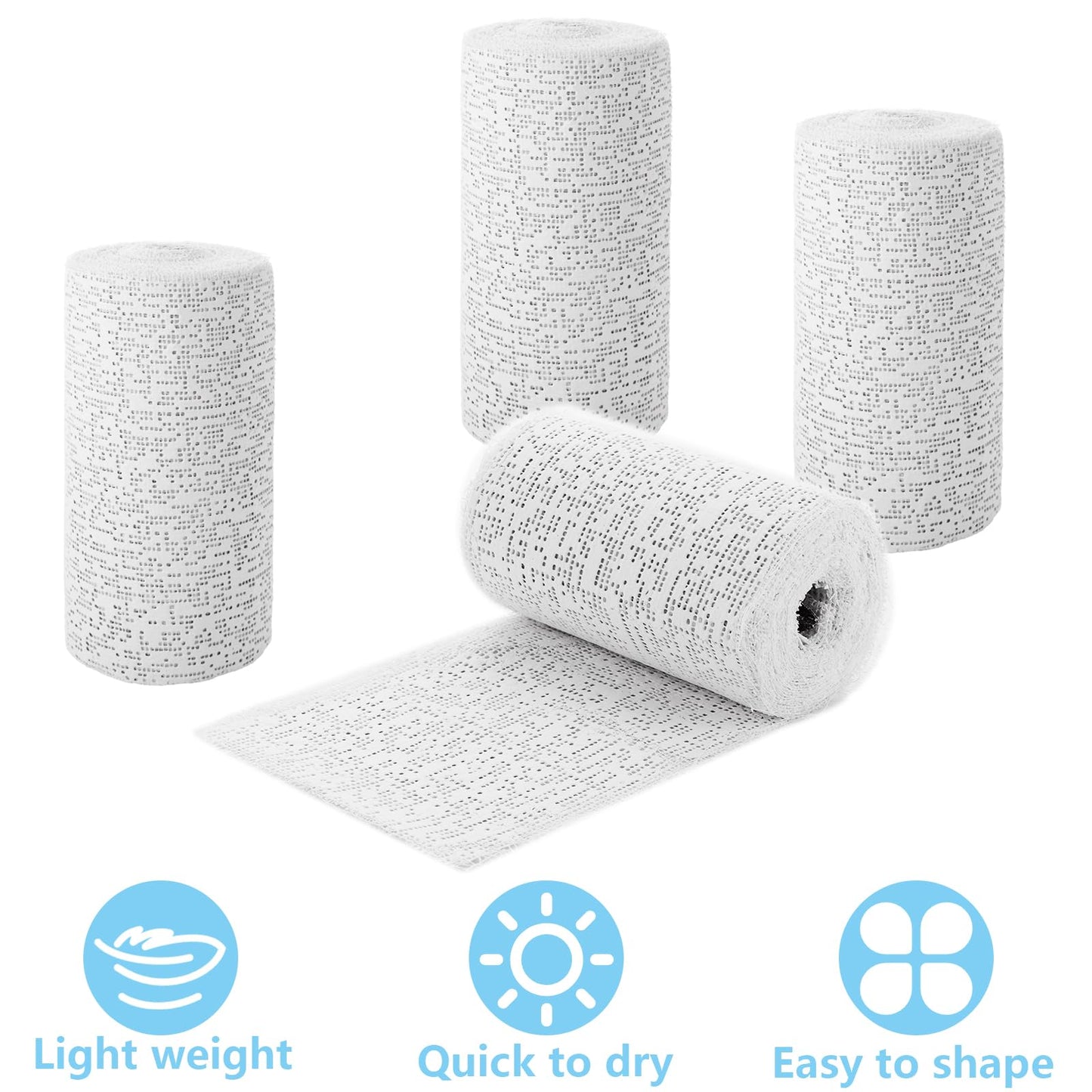 LOYORTY 12 Rolls Plaster Cloth Rolls 4”x 180”Plaster Gauze Bandages Plaster of Paris Strips for Craft Projects, Mask Making, Belly Casts, Body Molds - 4In x 15Ft/ 5Yd