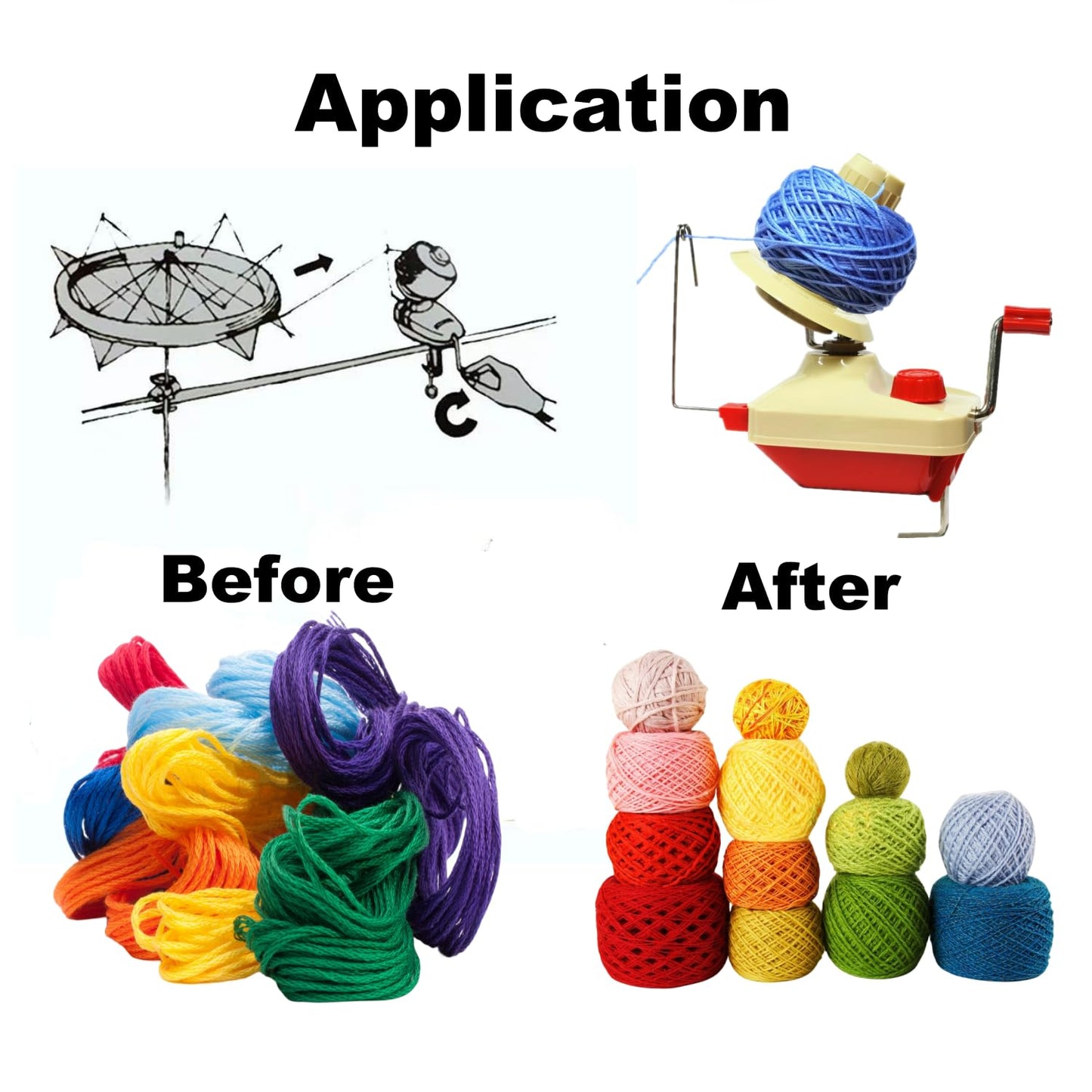 Ayasee Yarn Ball Winder, Hands Operated Swift Yarn Fiber String Ball Wool Winder Machines for Family+4Pompom Maker+10PS Knitting Stitch Markers+10PS Plastic Needles+1PS Scissors(26b)