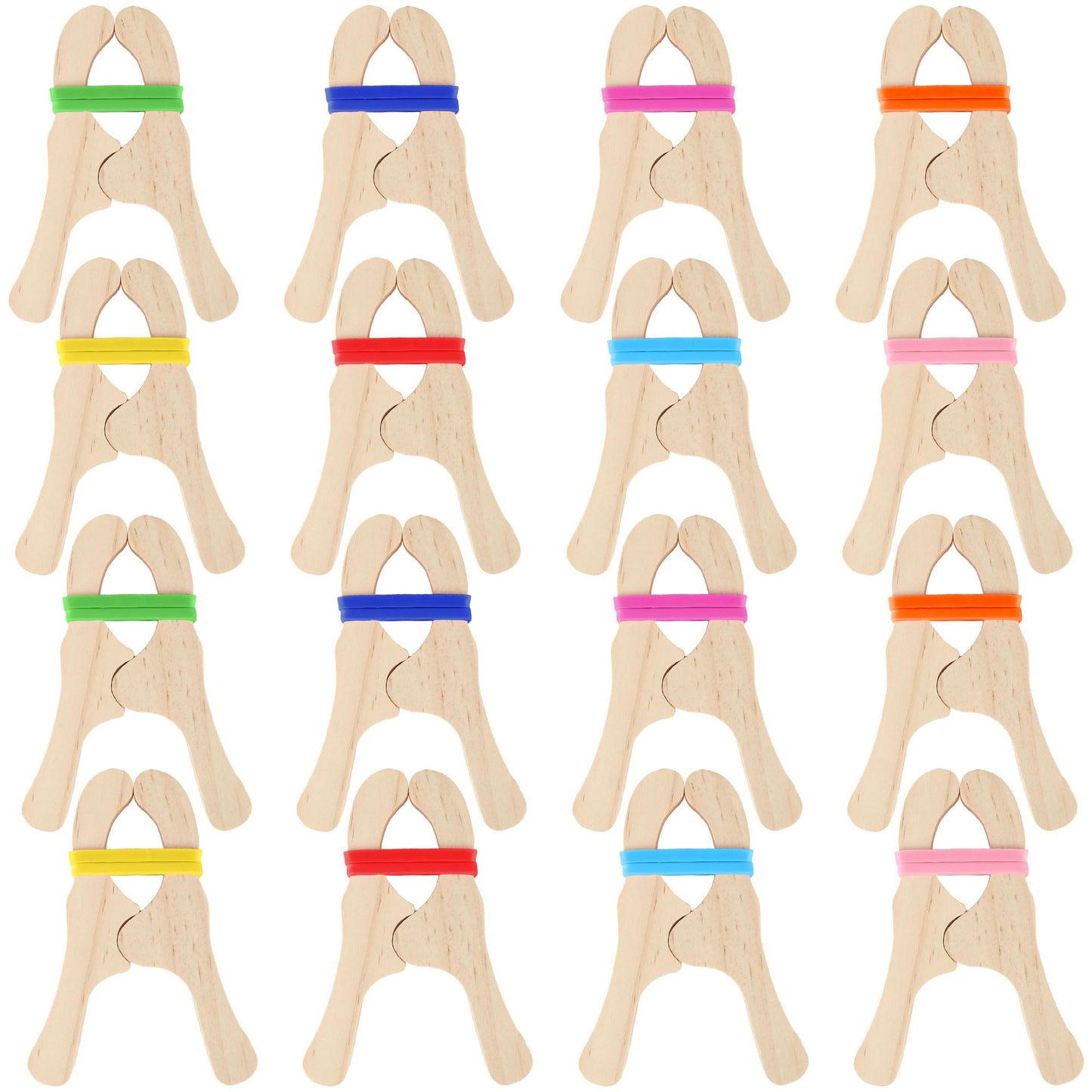 Norcoin 16 Pack Wooden Blanket Fort Clips with Silicone Bands Wood Play Clips for Kids Fort Building Kit for Creative Play Crafts and Classroom Activities