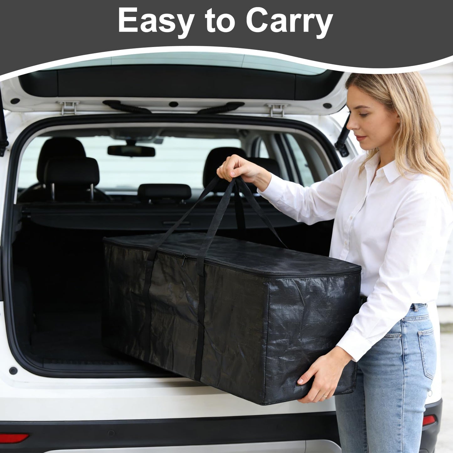 Demao Black Large Moving Bags-6 Pack,Heavy Duty Storage Bag with Handles & Zippers,Foldable Moving Tote Storage Boxs for Clothes,Relocation,College Dorm & Travel Storage-Moving Essentials