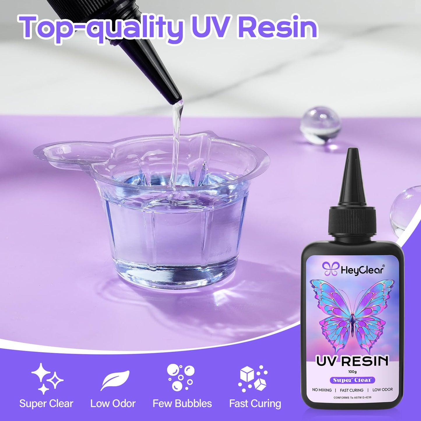 HeyClear UV Resin Molds Jewelry Making Kit with Light -300g Super Clear, Hard, Low Odor, Premixed and Fast Curing for Keychains, Earrings, DIY Craft Decorations