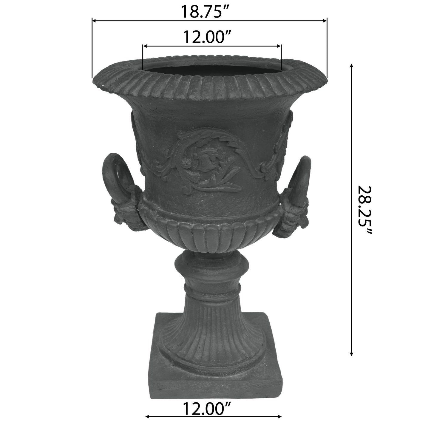 agnixnaf Garden Urn Planter,Outdoor Flower Pots Home Garden,Flower Plant Pot,Concrete Planter,Durable Structure,with Botanical Accents and Square Base