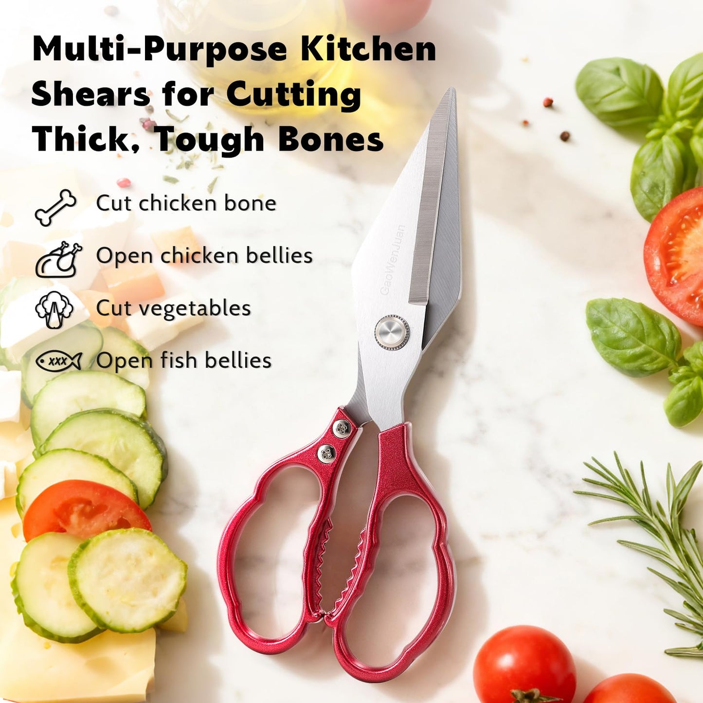 Kitchen Shears & kitchen scissors All Purpose | kitchen gadgets-Heavy Duty Stainless Steel Meat Poultry Food Scissors, Dishwasher Safe for Home and Kitchen Essentials, Utensils, Gadgets, Accessories