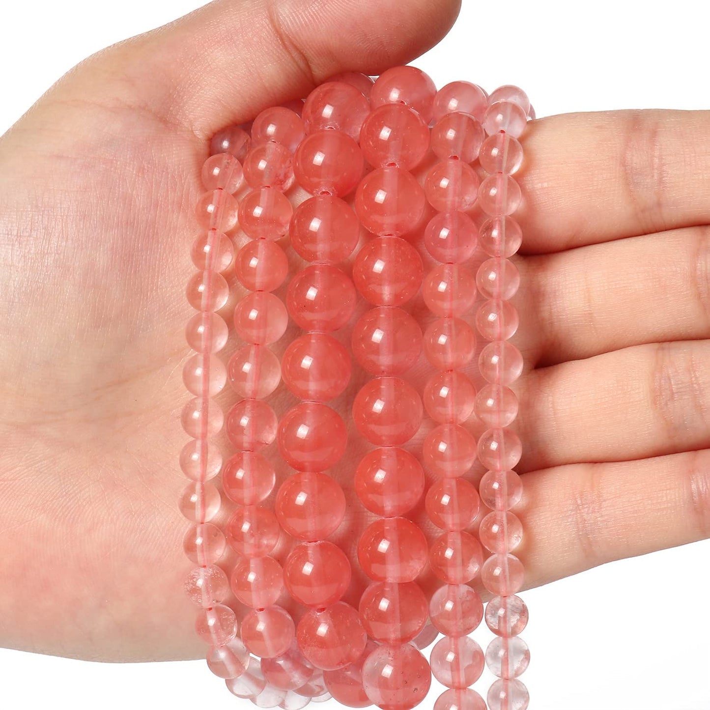 About 60pcs 6mm Natural Stone Beads Watermelon Crystal Beads Crystal Gemstone for Jewelry Making, DIY Bracelet Necklace