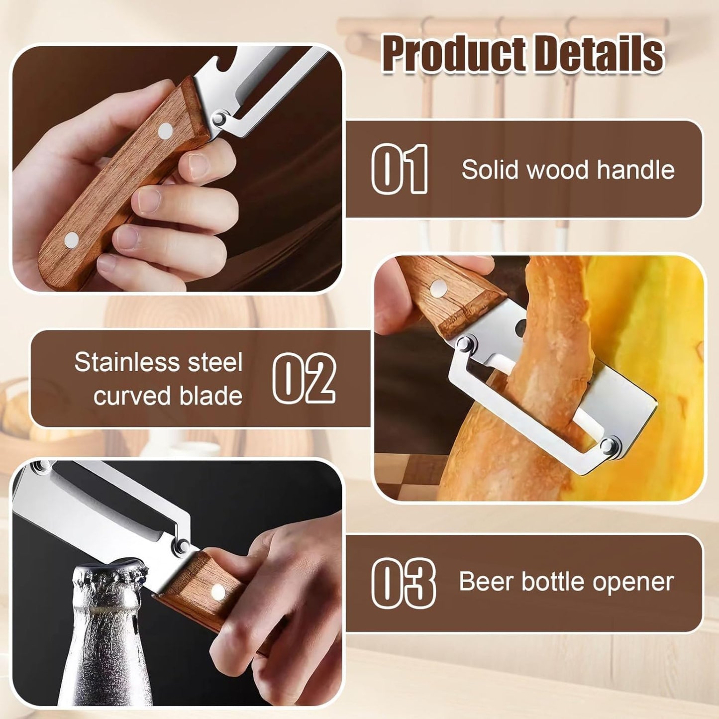 2-in-1 Multifunctional Vegetable Peeler for Kitchen Stainless Steel Fruit Peeler with Wooden Handle and Bottle Opener, Effortless Peeling for Apple, Potato, Pumpkin, Papaya(2pcs)
