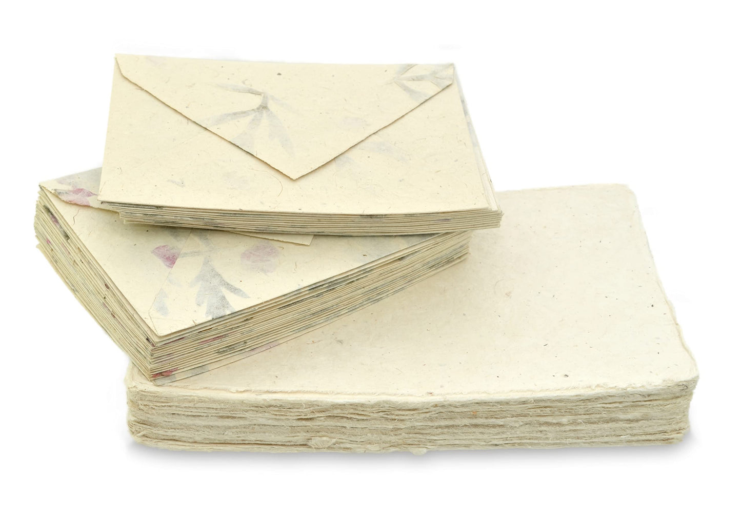 Kathmandu Valley Co. Vintage Stationery Gift Box Set with 50 Handmade A5 Deckle-edge Lokta Paper Sheets and 30 Envelopes (Forest Wanderer)