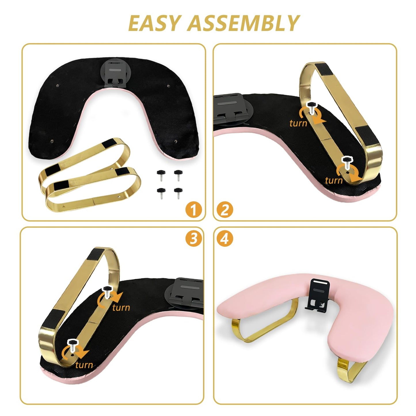 Rotating Phone Holder Nail Arm Rest, PU Leather U-Shaped Hand Stand for Nail Technicians & Manicure Use (pink)