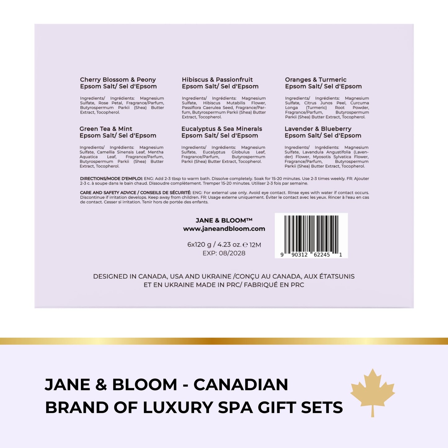Epsom Salt Bath Gift Set – 6 Aromatherapy Blends with Essential Oils – Bath & Body Gift Set for Women, Stress Relief, Self Care, Birthday Gifts – Jane & Bloom