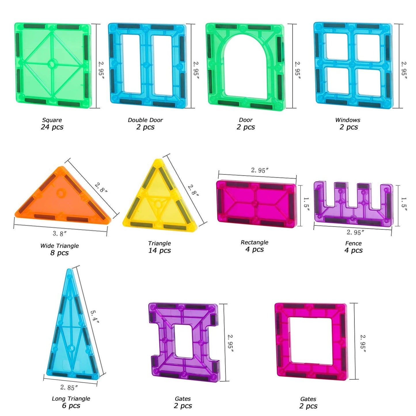 NEOFORMERS STEM Magnetic Tiles 70PCS Educational Toys for Kids Ages 3-8, Montessori Sensory Magnet Blocks for Toddlers, Classroom & Home Construction Kit