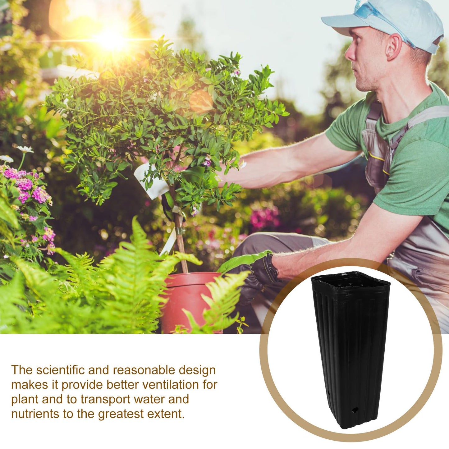 Sewroro 30 Pcs Plant Grow Bags Plastic Thickened Nursery Seedling Bags Gardening Planting Containers for Trees and Flowers
