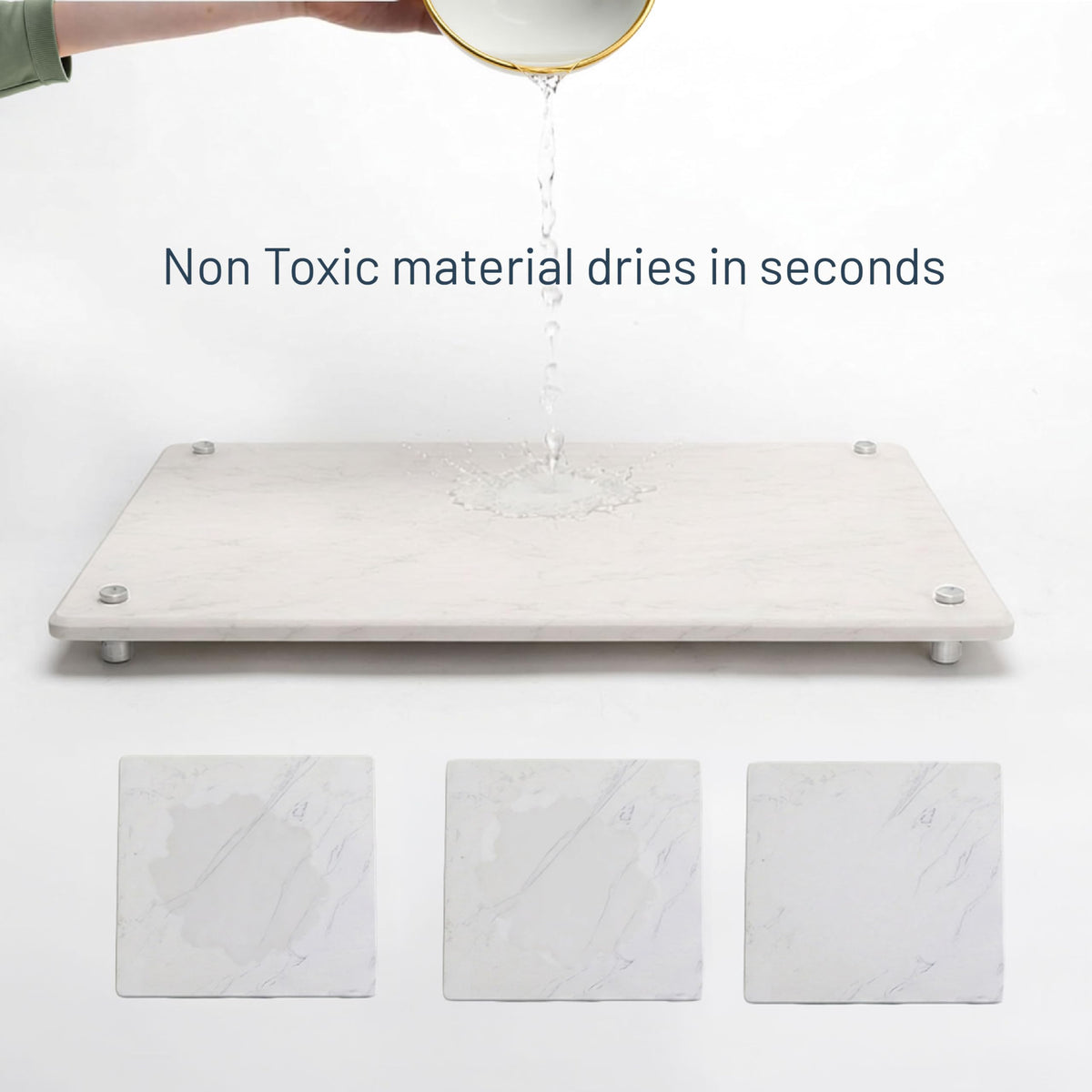 LARGE White Stone Dish Drying Mat for Kitchen Counter