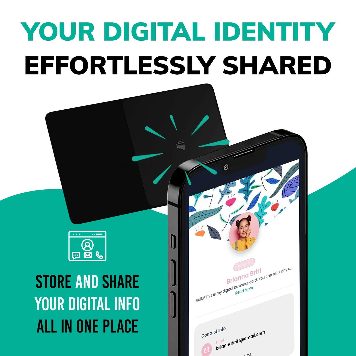 Contact Co. Smart Premier Metal NFC Card, Sleek Smart Business Card with Instant App-Free Sharing, Seamless Tool for Entrepreneurs and More, Gold