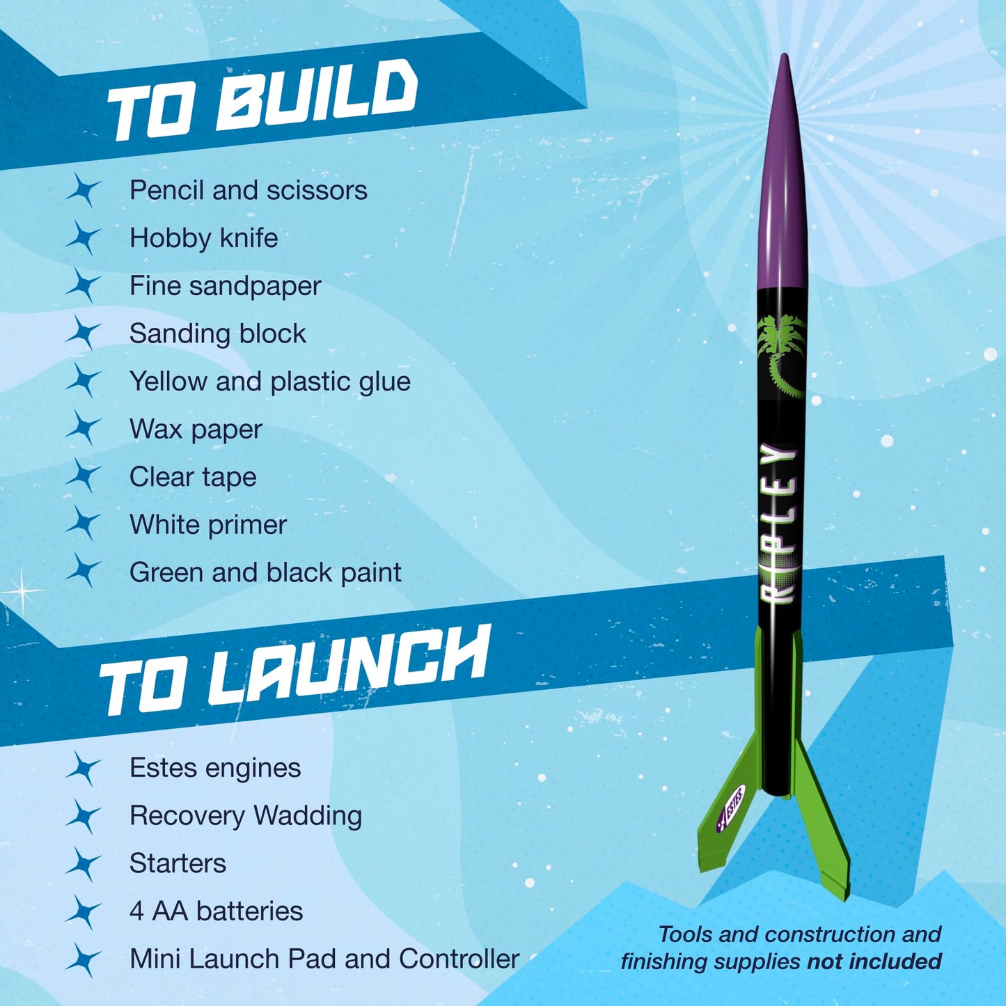 Estes 0653 Ripley Rocket Rocket-Building Kit, Intermediate Flying-Model-Rocket Kit for Ages 10+