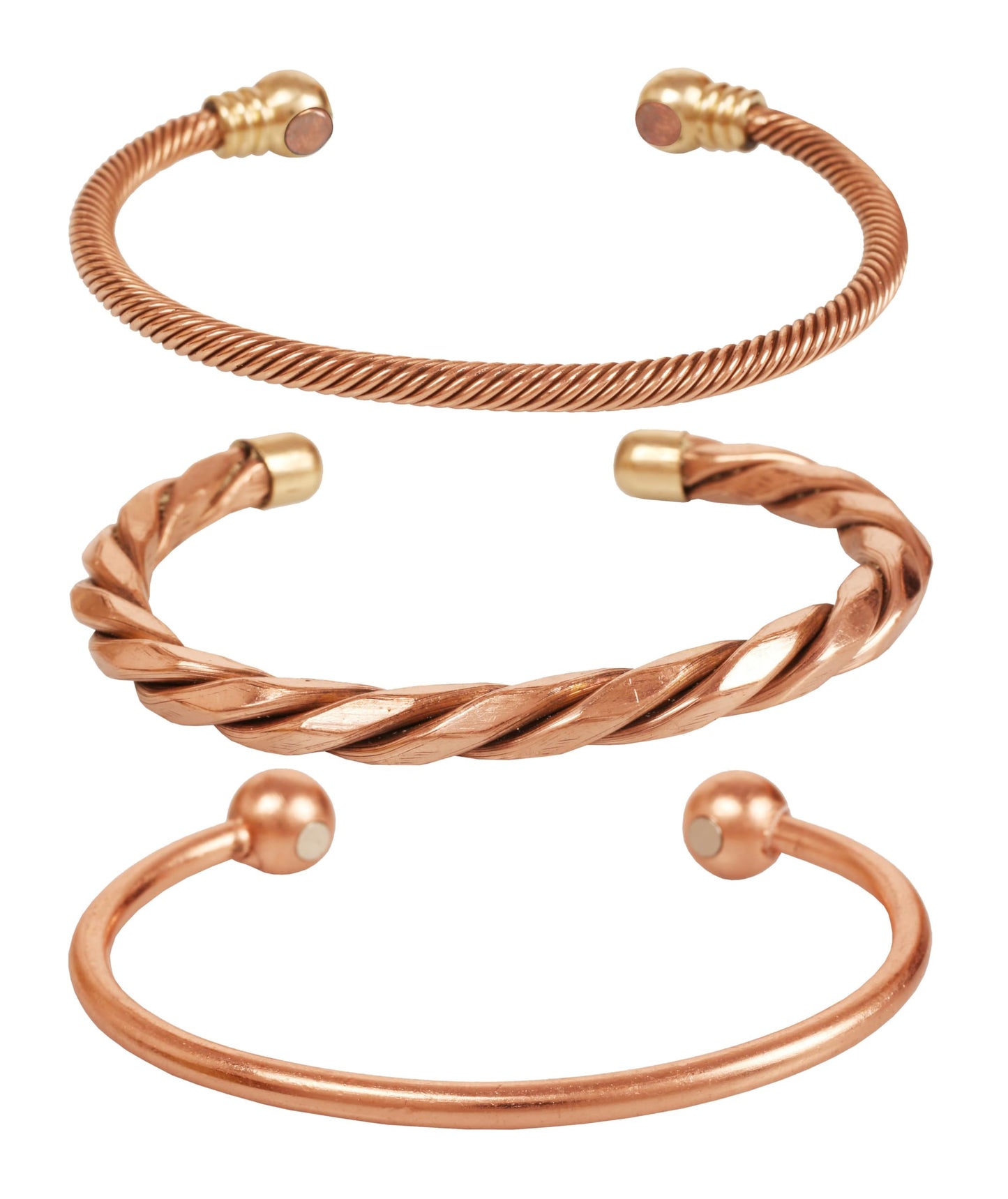 Touchstone copper bracelets | gift for men women |adjustable 100% pure solid real magnetic jewelry | handmade bracelet set combo | rope braided tibetan bangles. Set of 3 different designs