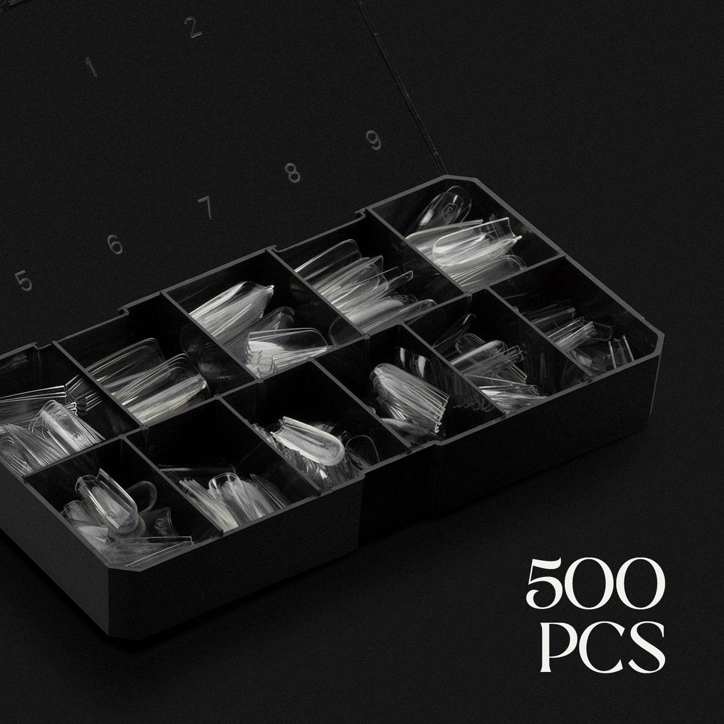 Aprés Gel-X® Natural Square Long Tip Box | 500pc Gel-X Tips, 11 Sizes 00-9, Premium Quality