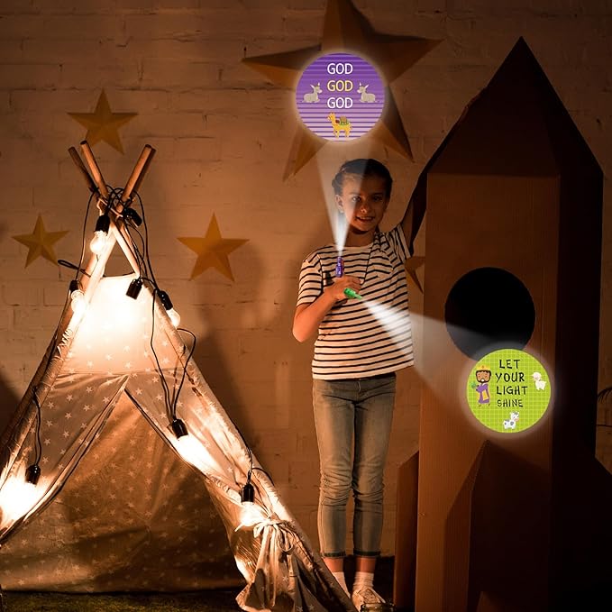 Tuanse 36 Pcs Easter Christian Finger Lights Gifts Bulk Church Religious Jesus Party Favors Bible Jesus Finger Lights Glow in The Dark Flashlight for Christian Religious Church Party Supplies