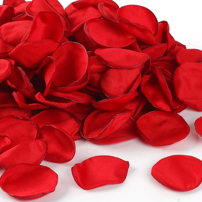 300pcs Dark Red Faux Silk Rose Petals - Perfect for Wedding Aisles, Flower Girls, Tables, Party Confetti, Bridal Showers and Home Decor