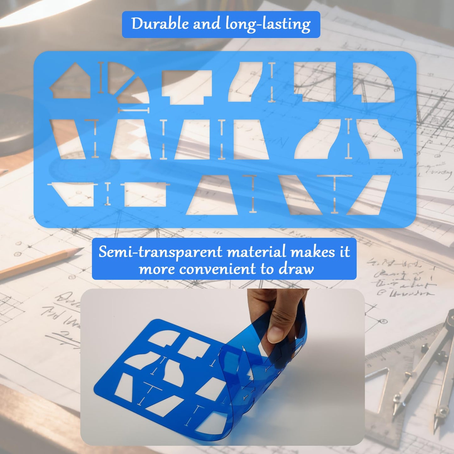 2 Pack Metal Duct Fitting Template Reusable Templates for Drawing Duct Fittings, Drafting Stencils Serve as a Standardized Drawing Guide