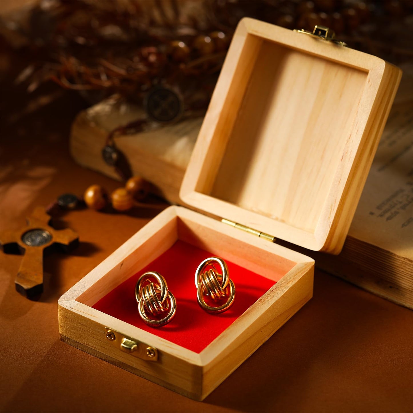 Menkxi First Communion Jewelry Box 2.8 x 3.2 x 1.4 Inch Wooden Religious Keepsake Boxes Catholic First Holy Communion Gifts for Beads Jewelry Keepsake Mementos