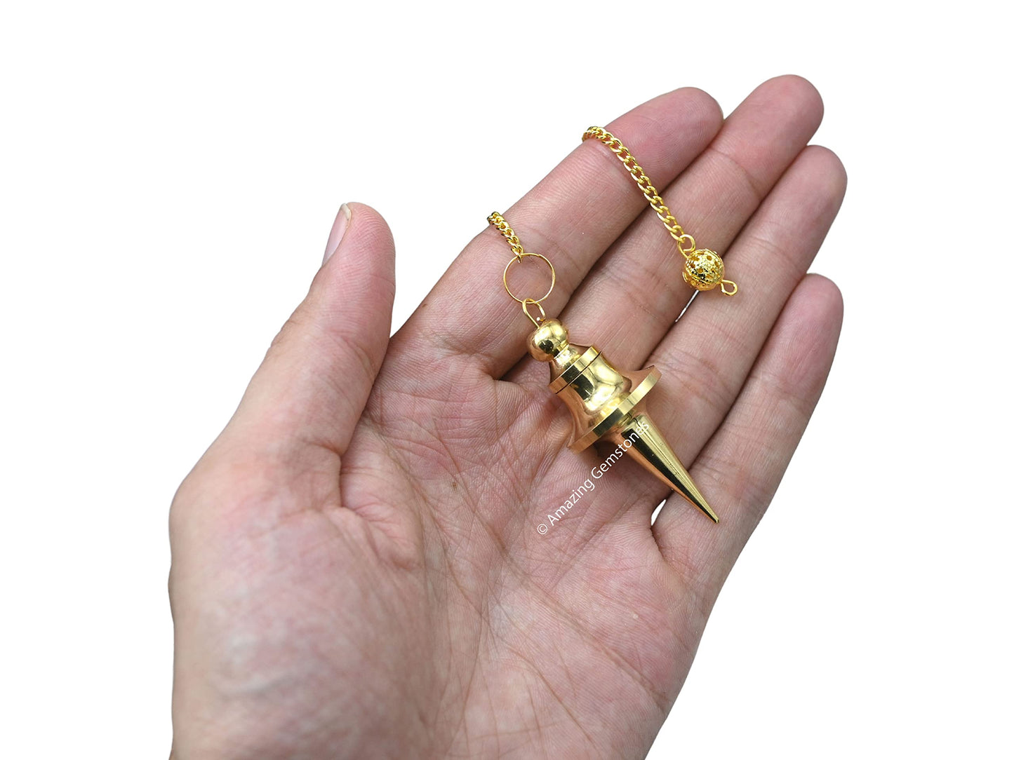 Amazing Gemstone Healing Metal Pendulums for Divination, Gold Long Point with Disc Steel Copper Pendulum High Energy Pendulo de Bronce Pendulos de Mesa MP100