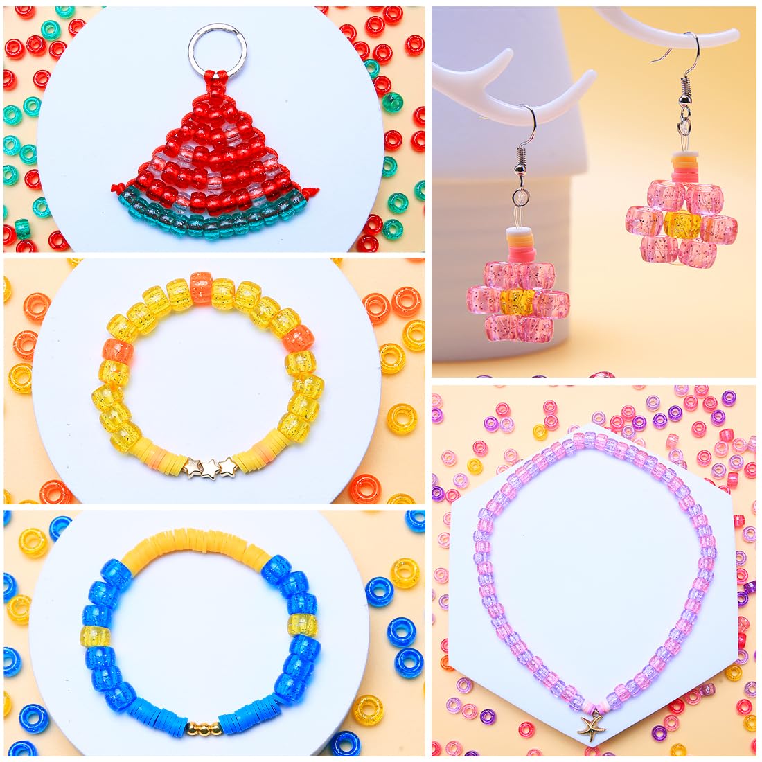 Praisebank Pony Beads, 4000pcs Glitter Color, Beads for Jewelry Making, Beads for Crafts, Beads for Hair Braids.