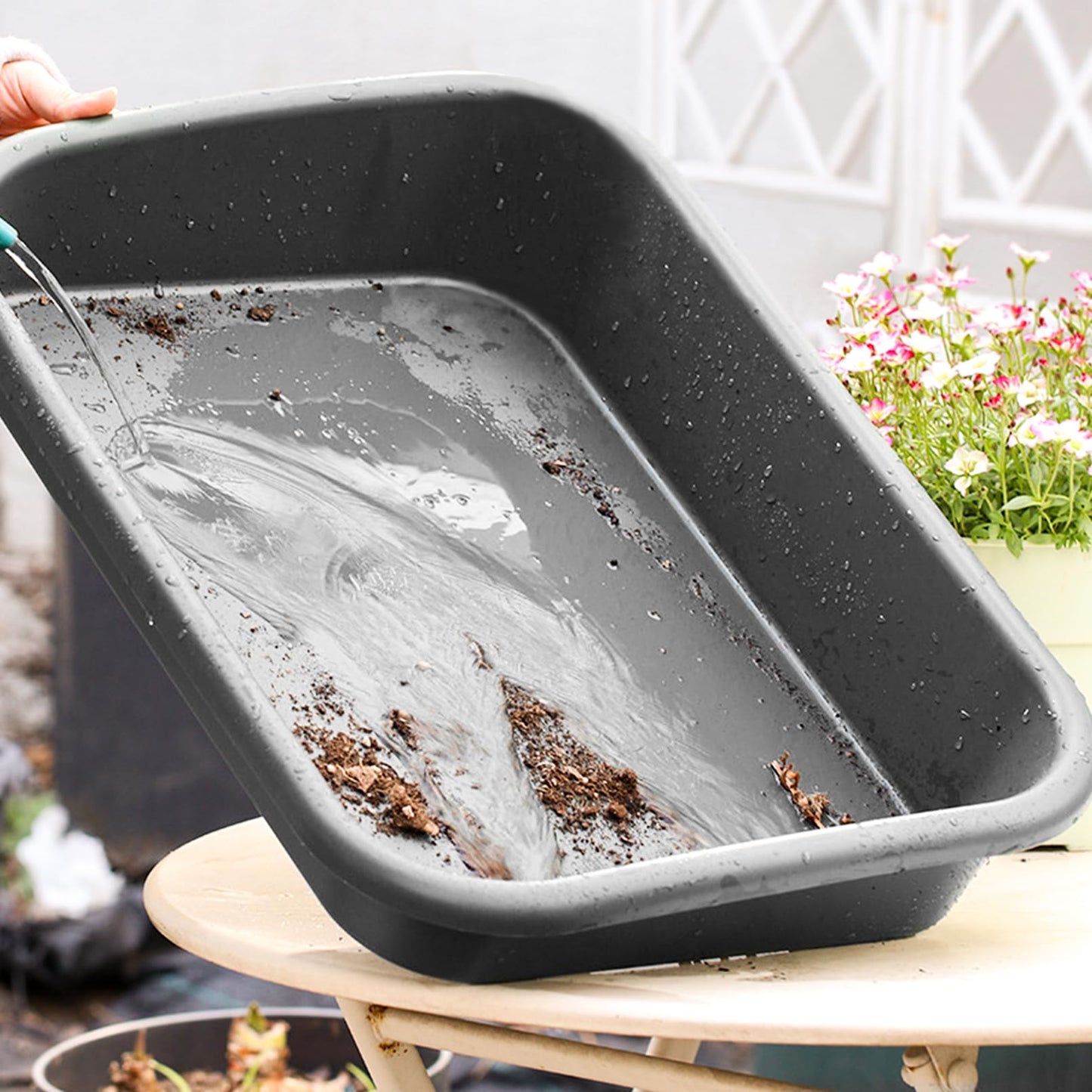 Luwint Garden Tidy Potting Tray, Plant Reportting Tray for Indoor Transplanting Gardening Planting Accessories Large Succulent Table (Black)