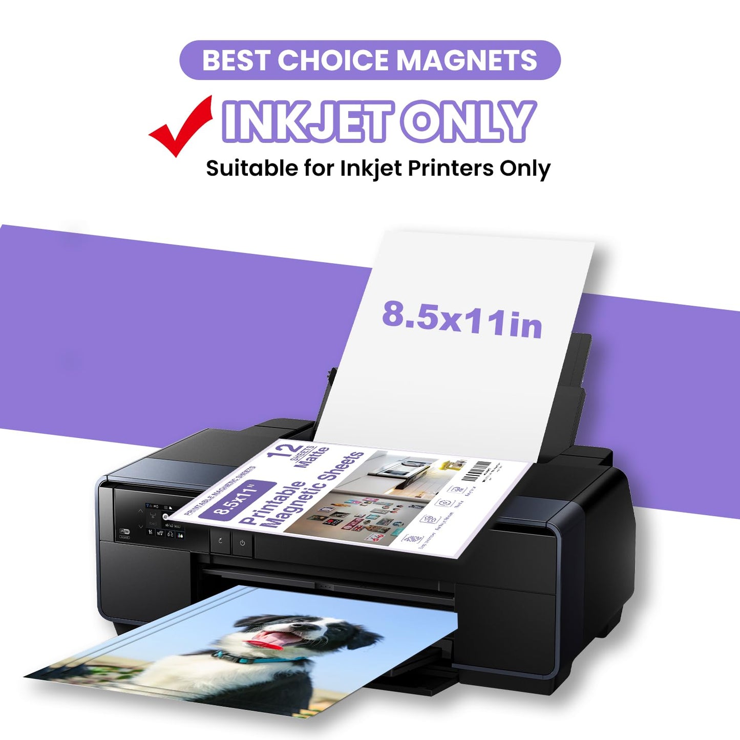 Printable Magnetic Sheets 8.5x11 Inches Matte Magnet Paper Sheet 24 Pcs Non Adhesive Magnetic Paper for Inkjet Printers, Flexible Magnet Photos for DIY Crafts