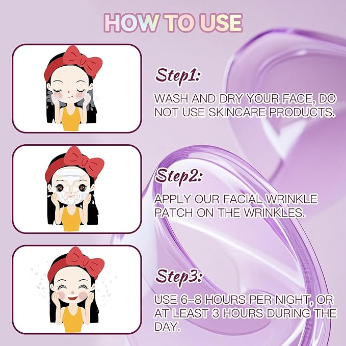 Facial Wrinkle Patches, 256 Pcs Overnight Silicone Forehead Wrinkle Patches, Anti-Aging Face Patches Remover to Fine Lines, Mouth, Frown Lines, Eyes, Smile Lines, Simple to Use And Highly Adhesive