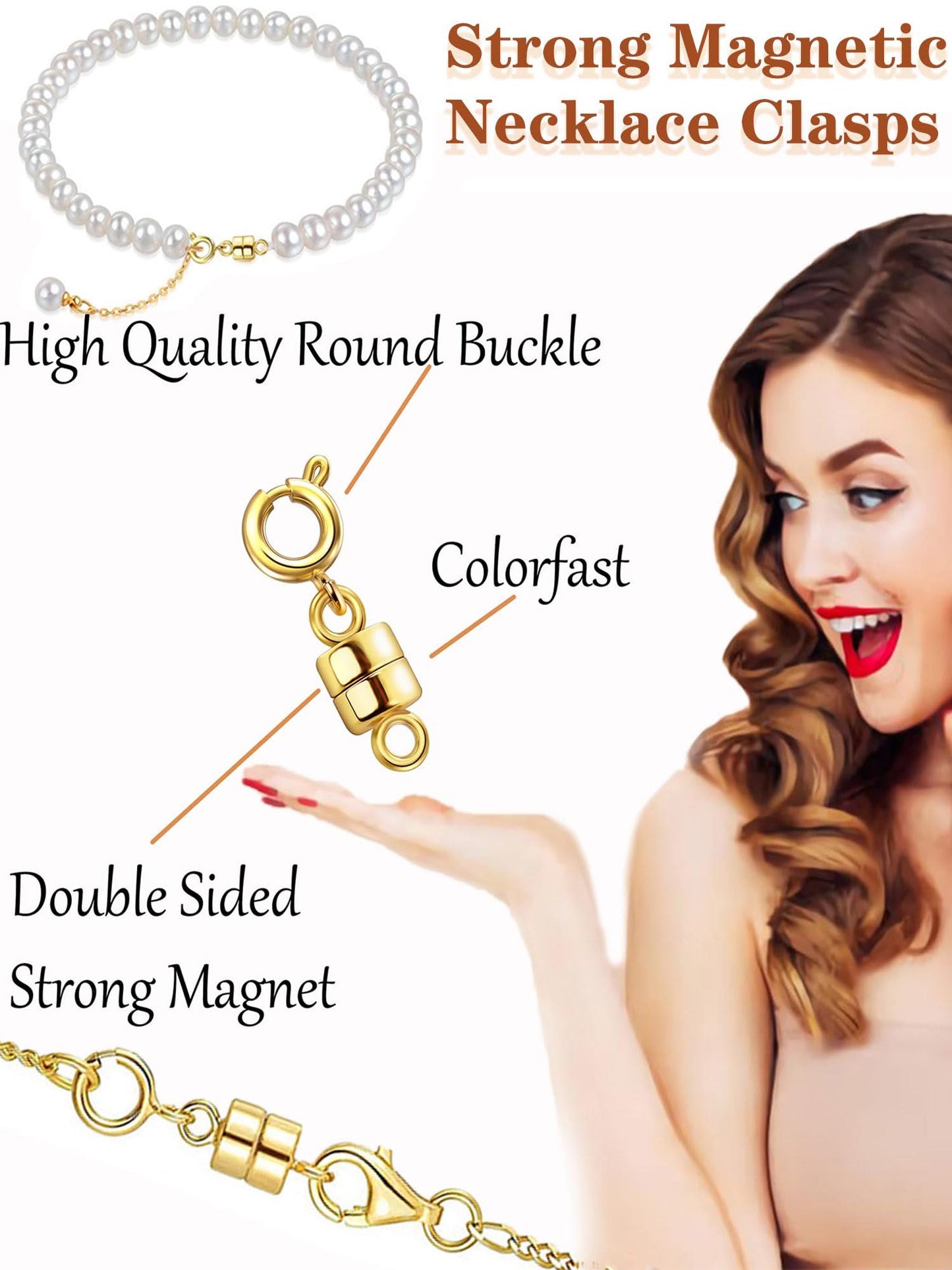 Dailyacc Magnetic Necklace Clasps and Closures - Safety 14 K Gold and Silver Jewelry Converters for Bracelets Chain Extender