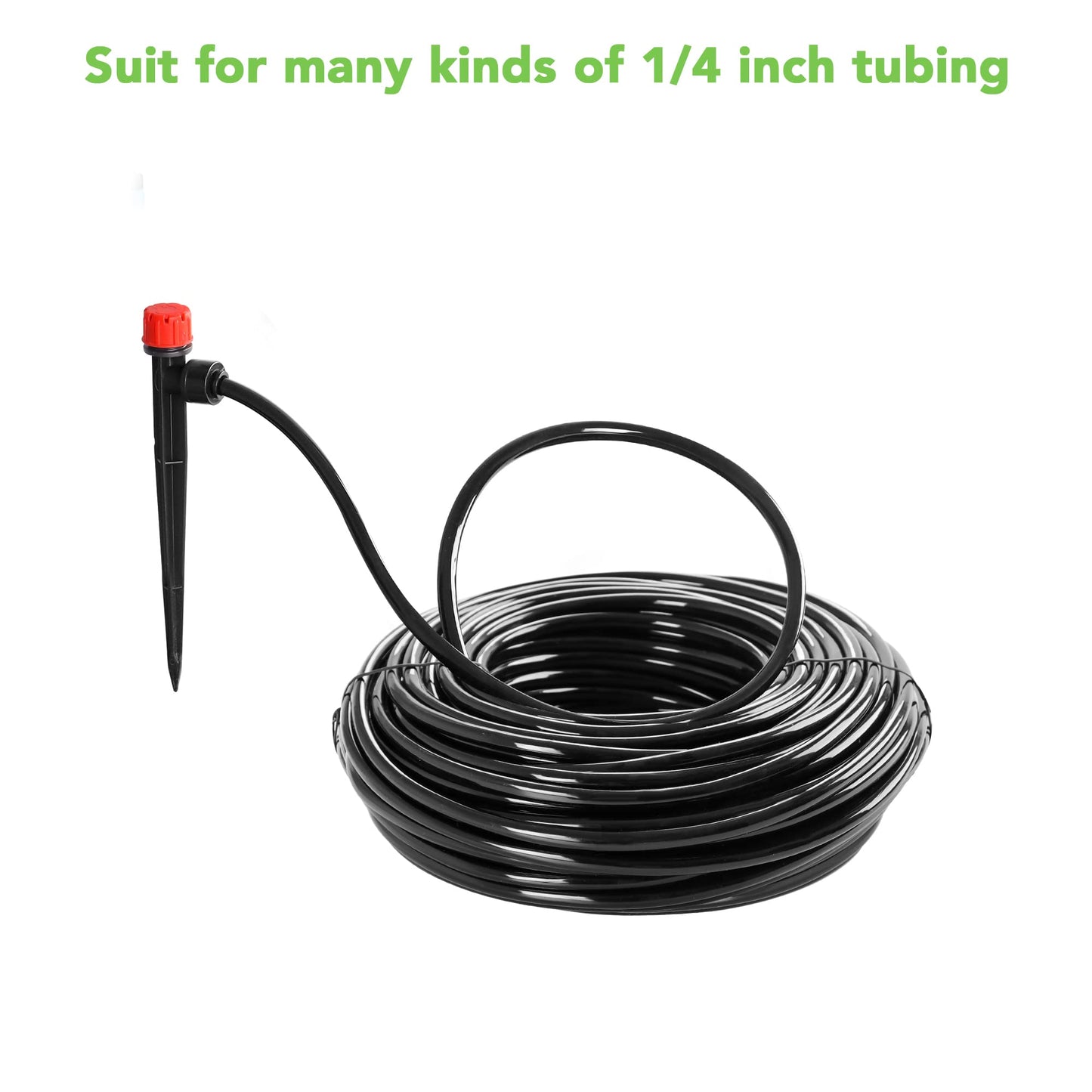 MIXC 60pcs Quick-Connect Drip Irrigation Emitters for 1/4" Drip Irrigation Tubing - Adjustable Push-to-Connect 360° Drip Emitters Stream on 6" Sturdy Stake for Irrigation System