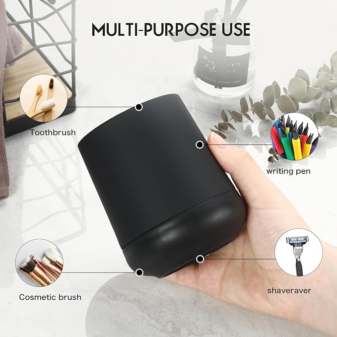 Matte Black Silicone Boot Toothbrush Holders, Modern Tooth Brushing and Toothpaste Holder Tumbler Cup for Bathroom Organizer (Black)