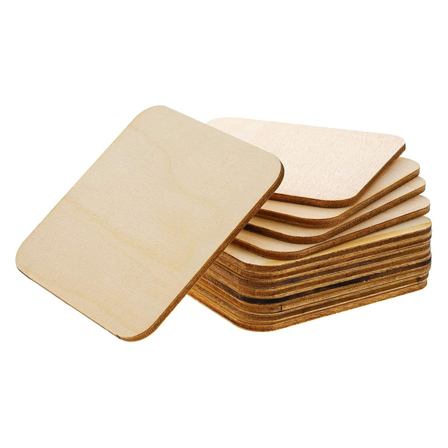 Bright Creations Unfinished Wood Squares - 3 x 3 in, Rounded Edges, 60-Pack - DIY Craft Blanks & Wooden Cutout Squares for Tile Crafts & Magnets