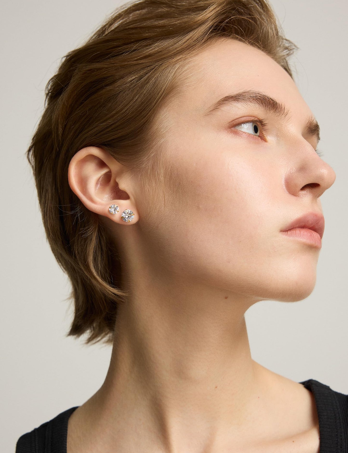 6 Pairs Stud Earrings Hypoallergenic Cubic Zirconia 316L Earrings Stainless Steel CZ Earrings Set 3-8mm (gold)