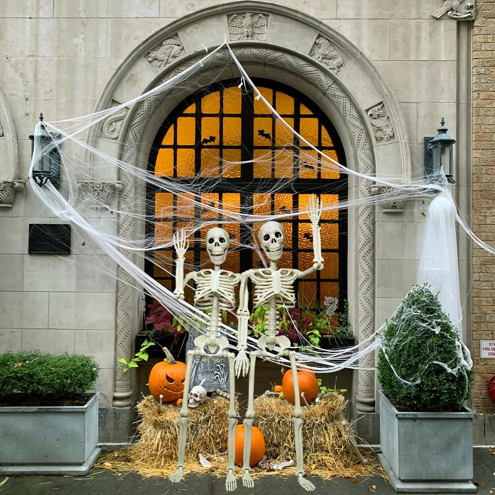 LUKBERA 2 Pack 3 ft Halloween Skeleton Posable, 36” Full Body Human Skeleton with Movable Joints for Halloween Haunted House Graveyard Party Scary Indoor Outdoor Decor