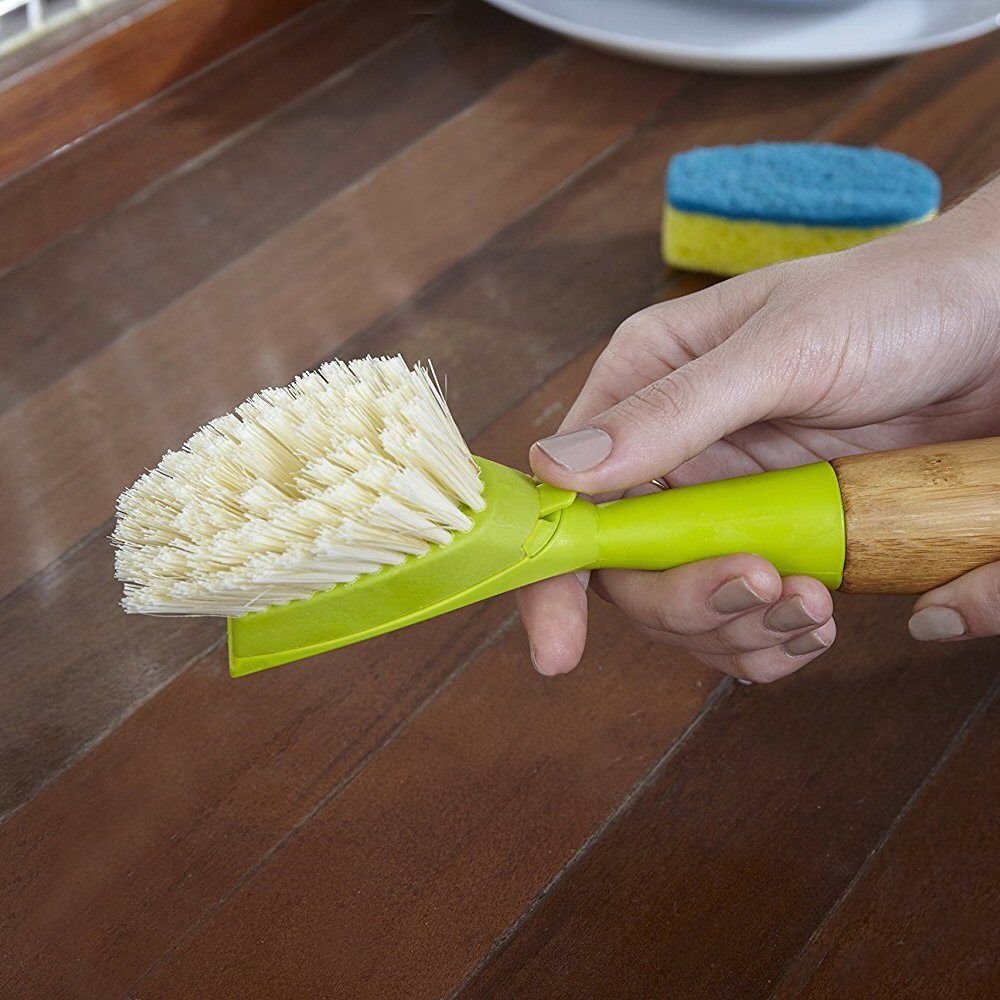 Full Circle Suds Up, Soap Dispensing Dish Brush, Tough Plant-Fiber Bristles & Sustainable Bamboo Handle, Safe for Nonstick
