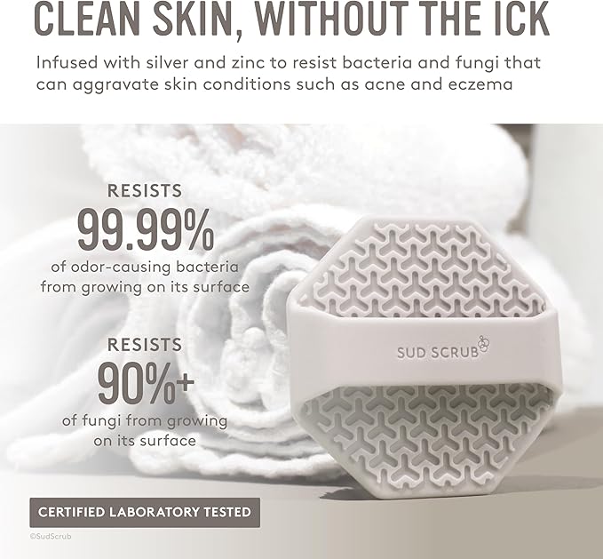 Sud Scrub® Antimicrobial Silicone Face Scrubber, 1 Pack, Gentle Face Exfoliator For Sensitive Skin, Eco Friendly Facial Cleansing Brush, Exfoliating Face Brush For Men And Women (Clay)