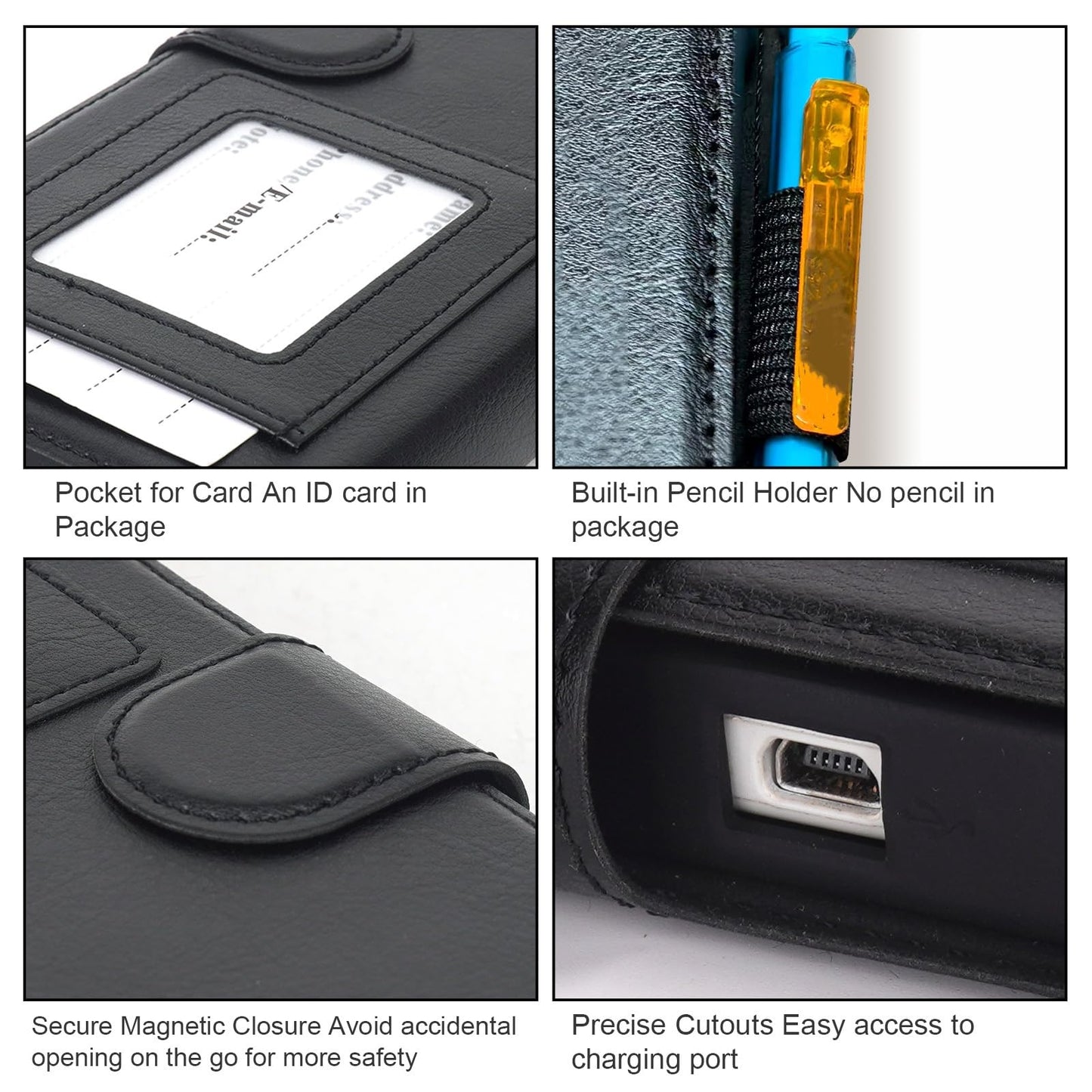 YouKnow PU Leather Protective Case for Texas Instruments TI-84 Plus CE Color Graphing Calculator with ID Card Slot (Only Case) (Black)