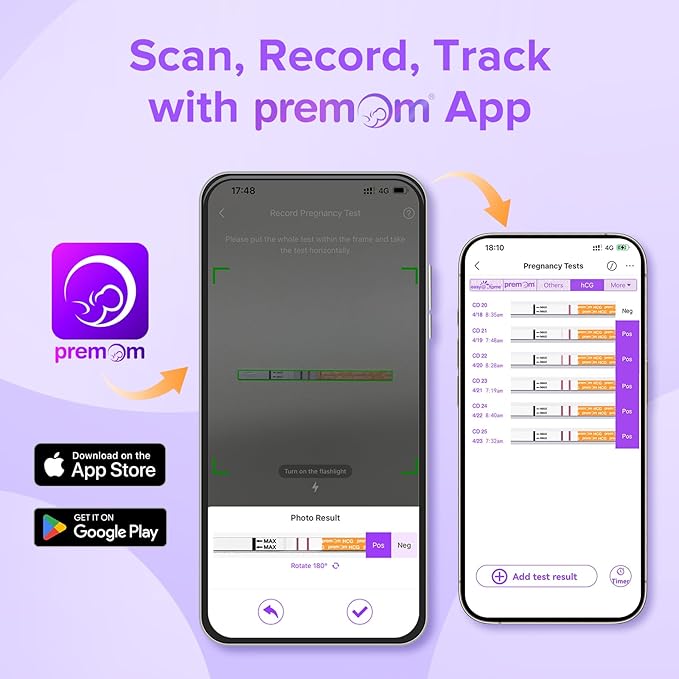 Premom Pregnancy Test Strips - Early Detection Pregnancy Test Kit Powered by Premom Ovulation Predictor APP (50 Count), Exp. 09/30/2025