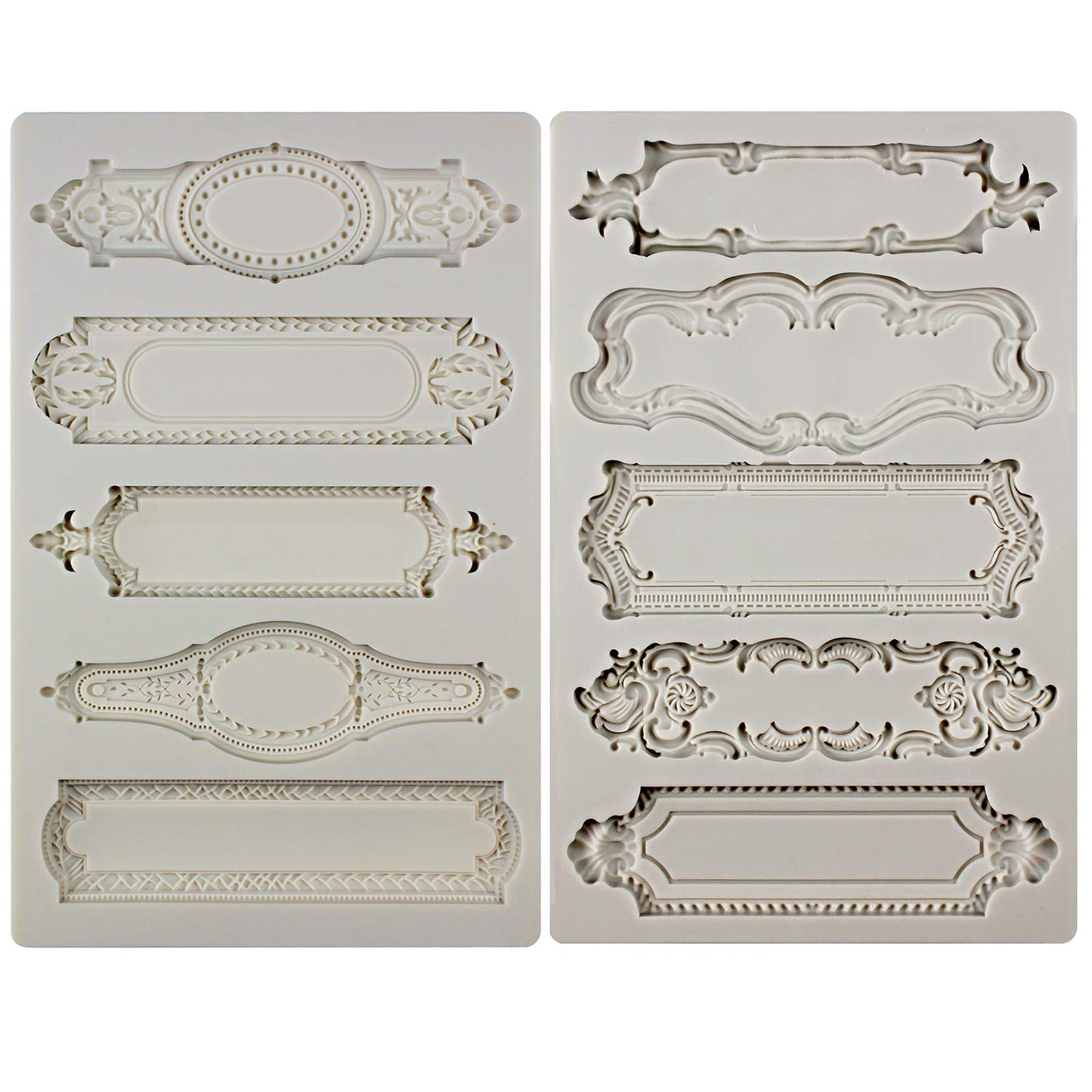 Baroque Style Silicone Molds 2-Count Plaque and Object Labels for Crafts